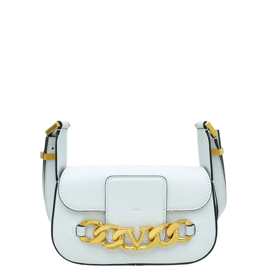 Valentino White Vlogo Chain Shoulder Bag