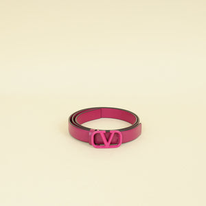 Valentino Fuchsia Vlogo Signature Slim Reversible 20mm Small Belt 30