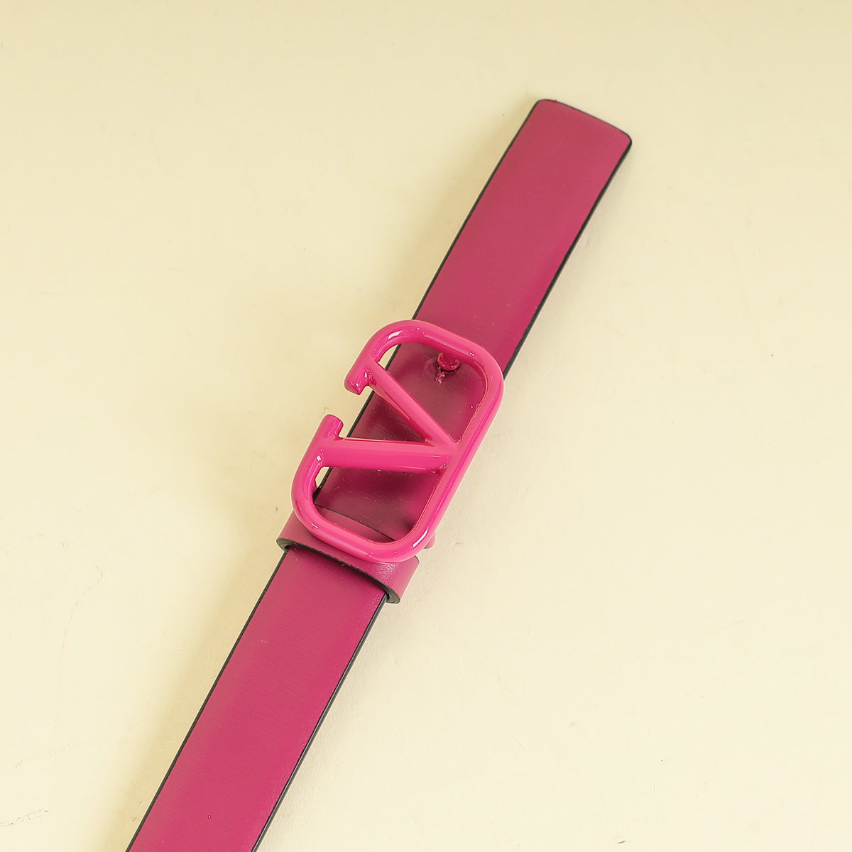 Valentino Fuchsia Vlogo Signature Slim Reversible 20mm Small Belt 30