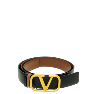 Valentino Black Vlogo Buckle Belt 34
