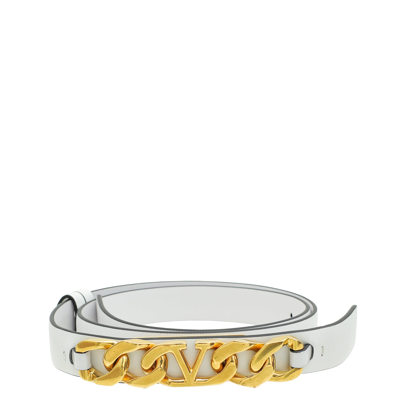 Valentino White VLogo Chain Signature 20mm Belt 28-Valentino-THE CLOSET