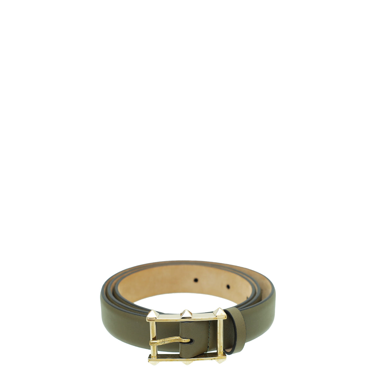 Valentino Olive Rockstud Buckle Belt 28-Valentino-THE CLOSET
