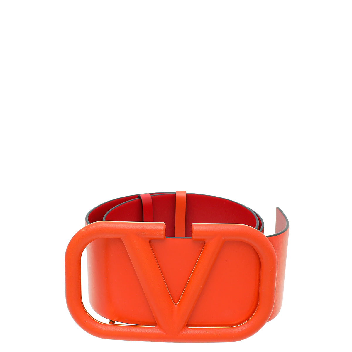 Valentino Orange Vlogo Wide Belt
