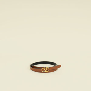 Valentino Bicolor VLogo Buckle Reversible Slim Belt 26