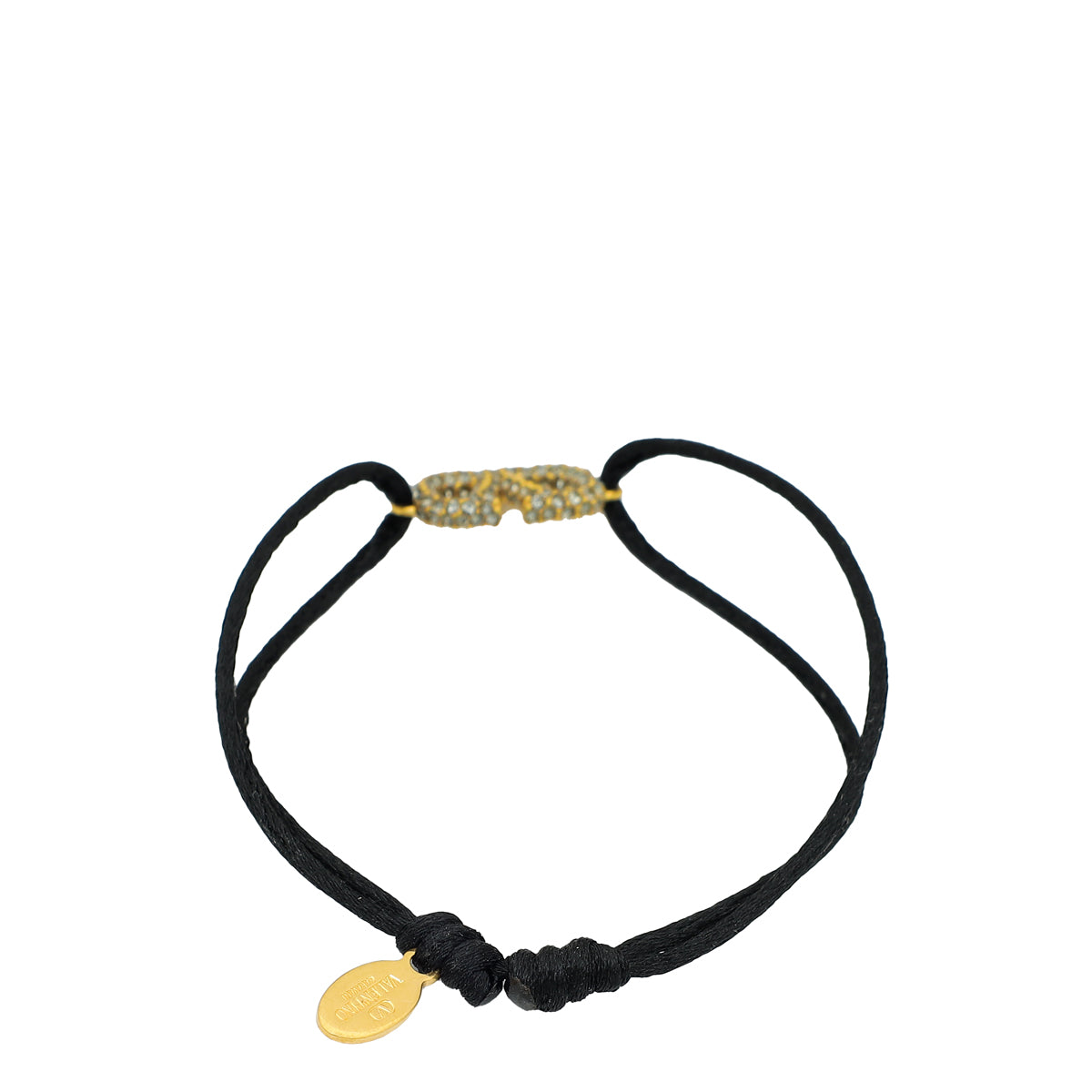 Valentino Black VLogo Crystal Cord Bracelet-Valentino-THE CLOSET