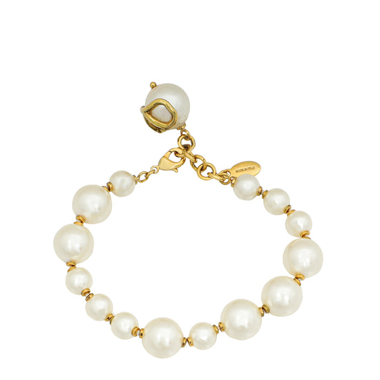 Valentino White VLogo Signature Pearl Bracelet