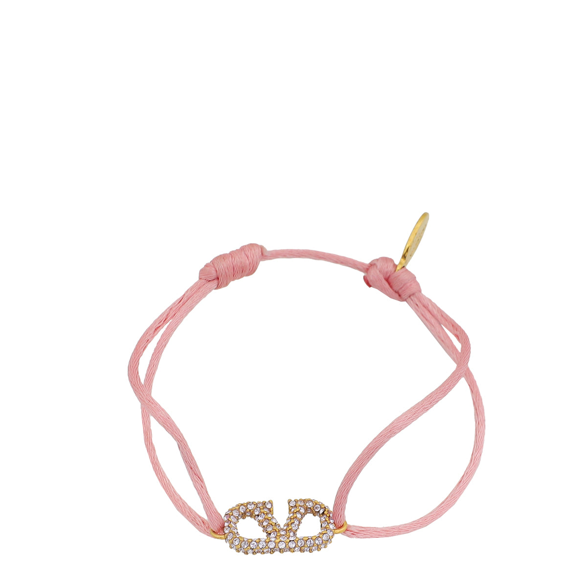 Valentino Pink Vlogo Crystal Cord Bracelet-Valentino-THE CLOSET