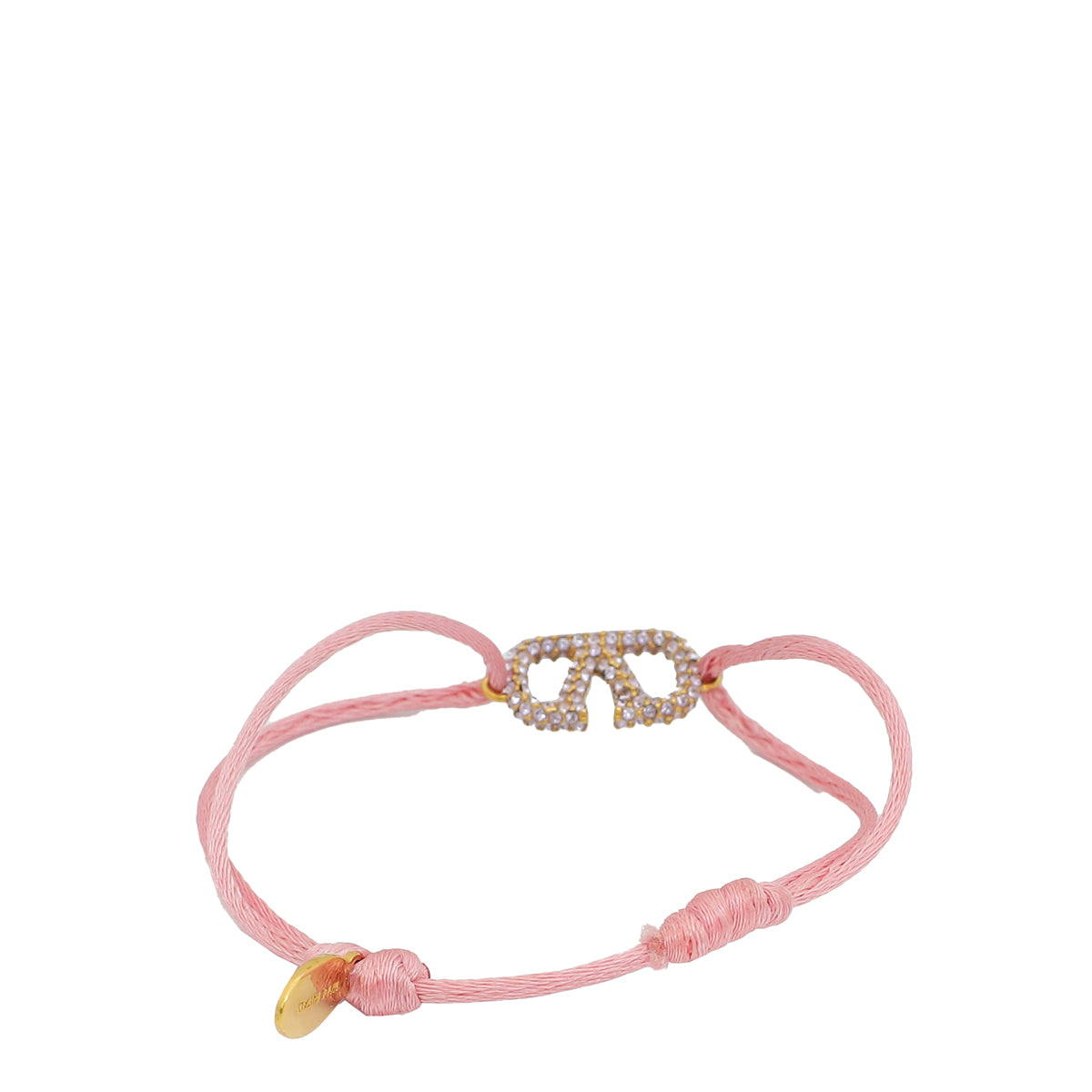 Valentino Pink Vlogo Crystal Cord Bracelet-Valentino-THE CLOSET