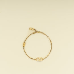 Valentino Gold Tone Vlogo Chain Bracelet
