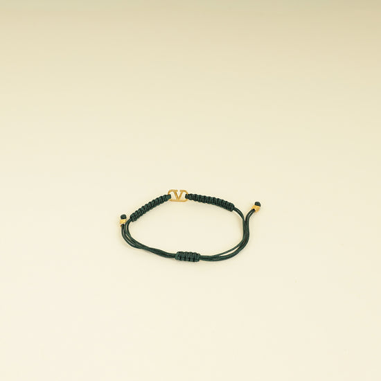 Valentino Gold VLogo Braided Cord Bracelet
