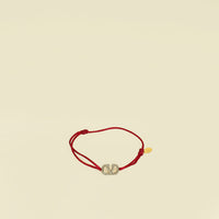 Valentino Red Vlogo Crystal Cord Bracelet