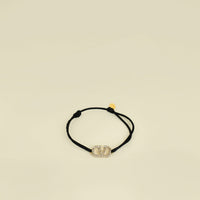 Valentino Black Vlogo Crystal Cord Bracelet