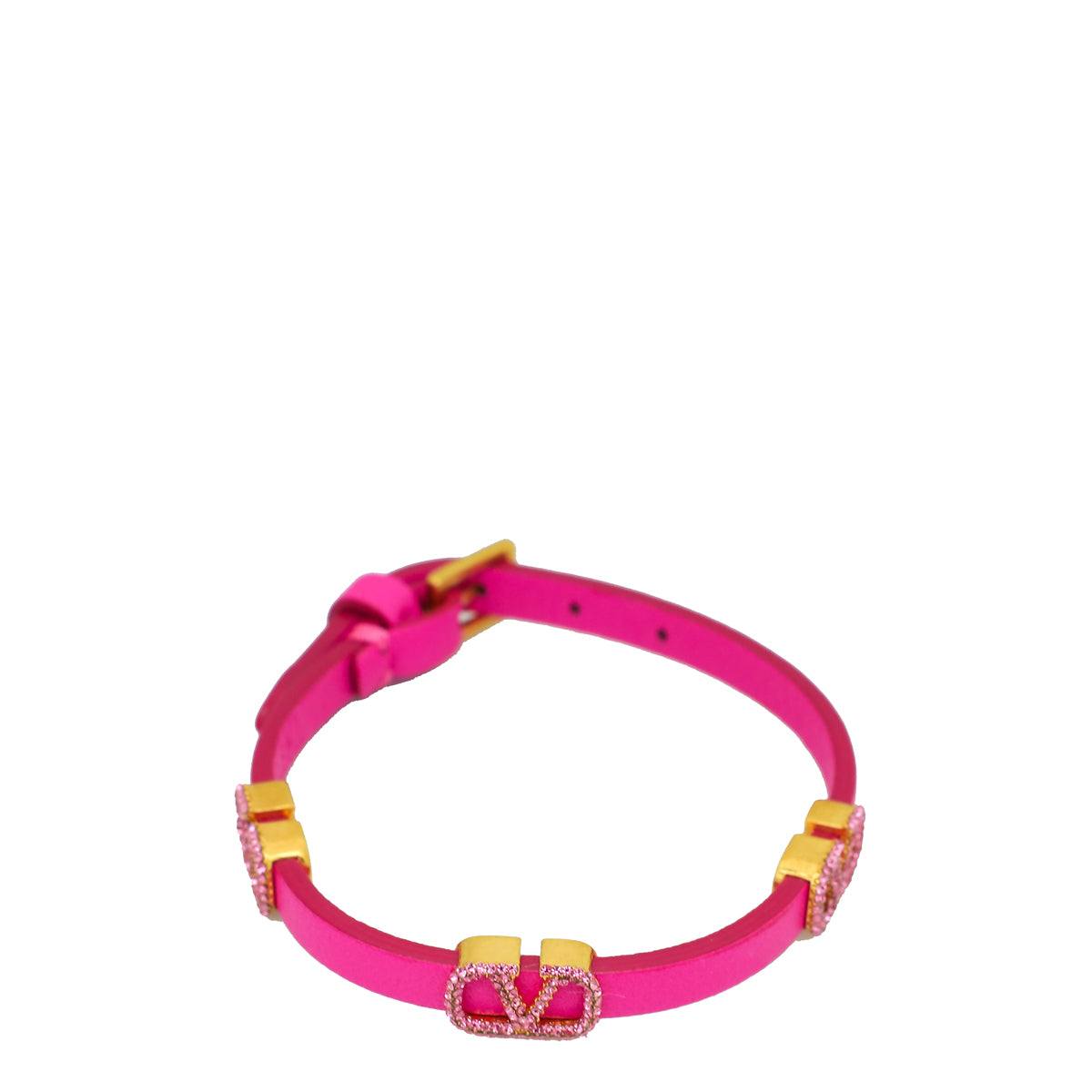 Valentino Pink VLOGO Signature Strass Bracelet