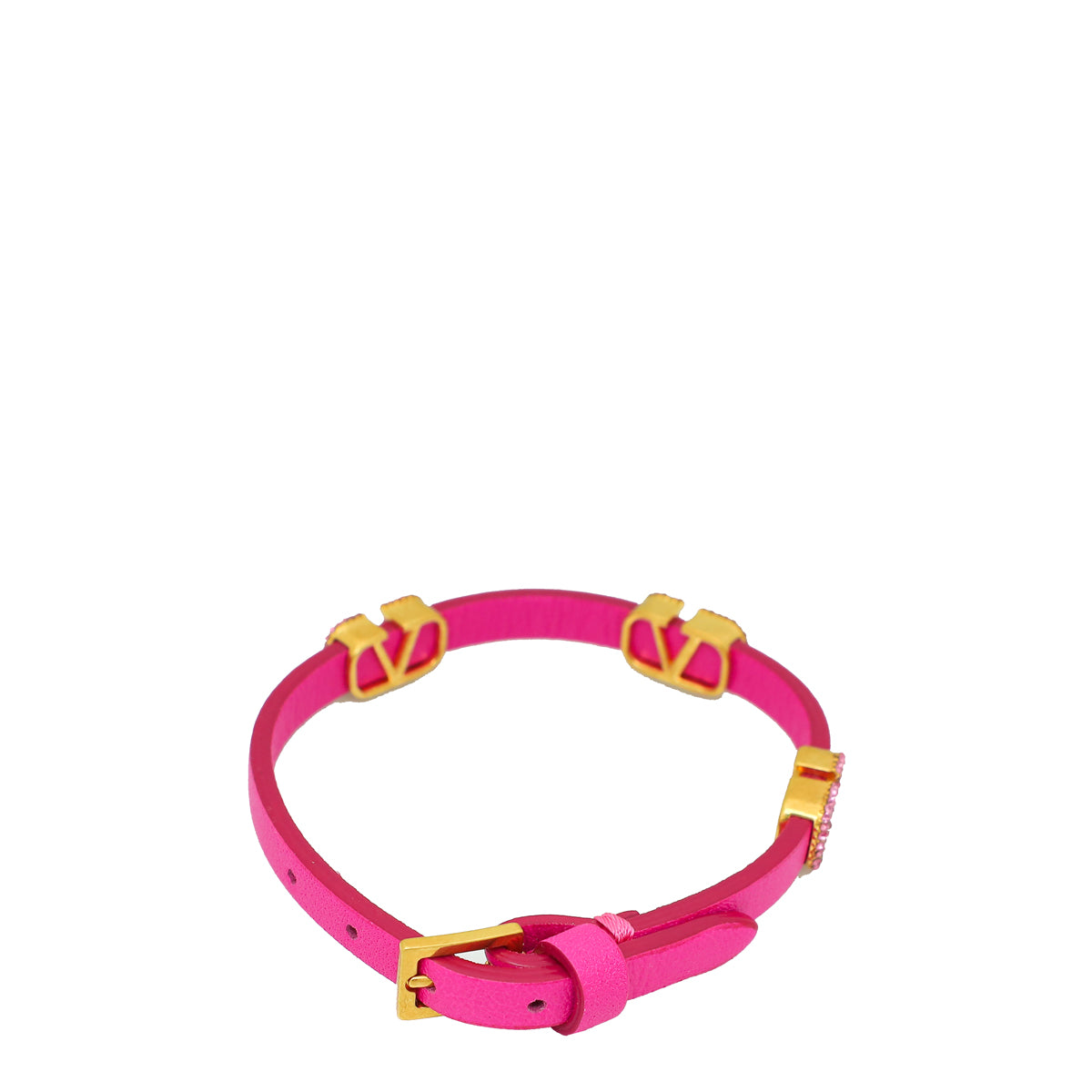 Valentino Pink VLOGO Signature Strass Bracelet