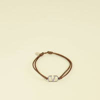 Valentino Brown Vlogo Cord Bracelet