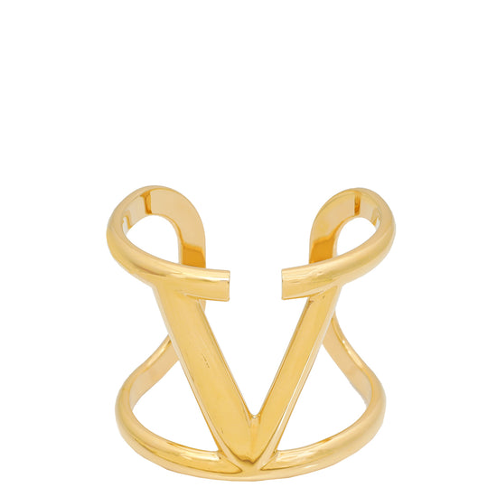 Valentino Gold Vlogo Cuff Small Bracelet