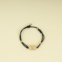 Valentino Black Vlogo Crystal Cord Bracelet