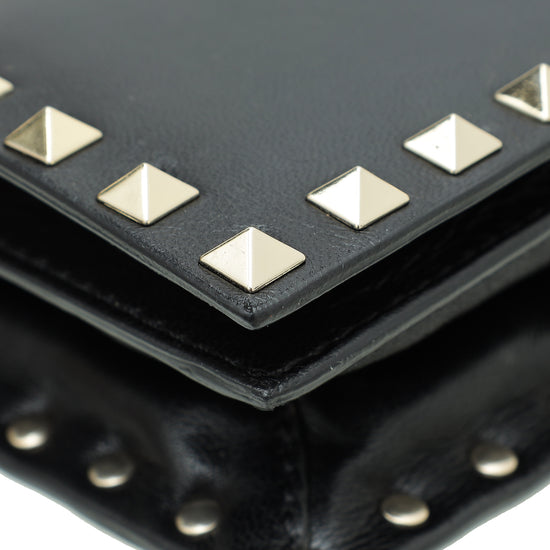 Valentino Black Rockstud Wristlet Clutch