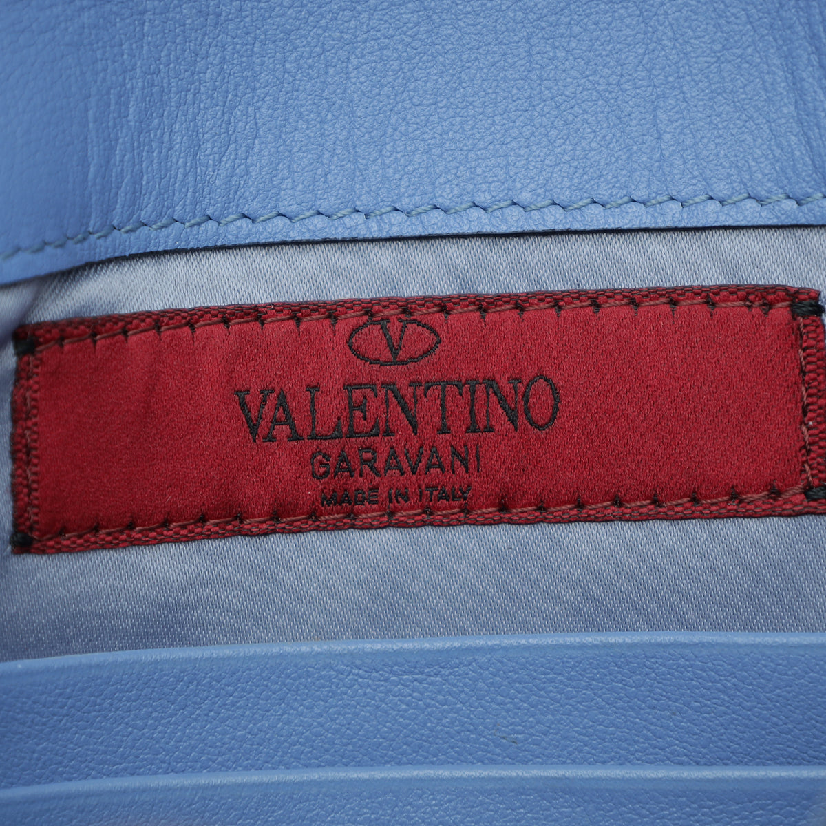 Valentino Light Blue Rockstud Envelope Wristlet Pouch