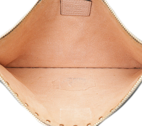 Valentino Light Pink Rockstud Flat Pouch