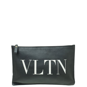 Valentino Black VLTN Zip Clutch