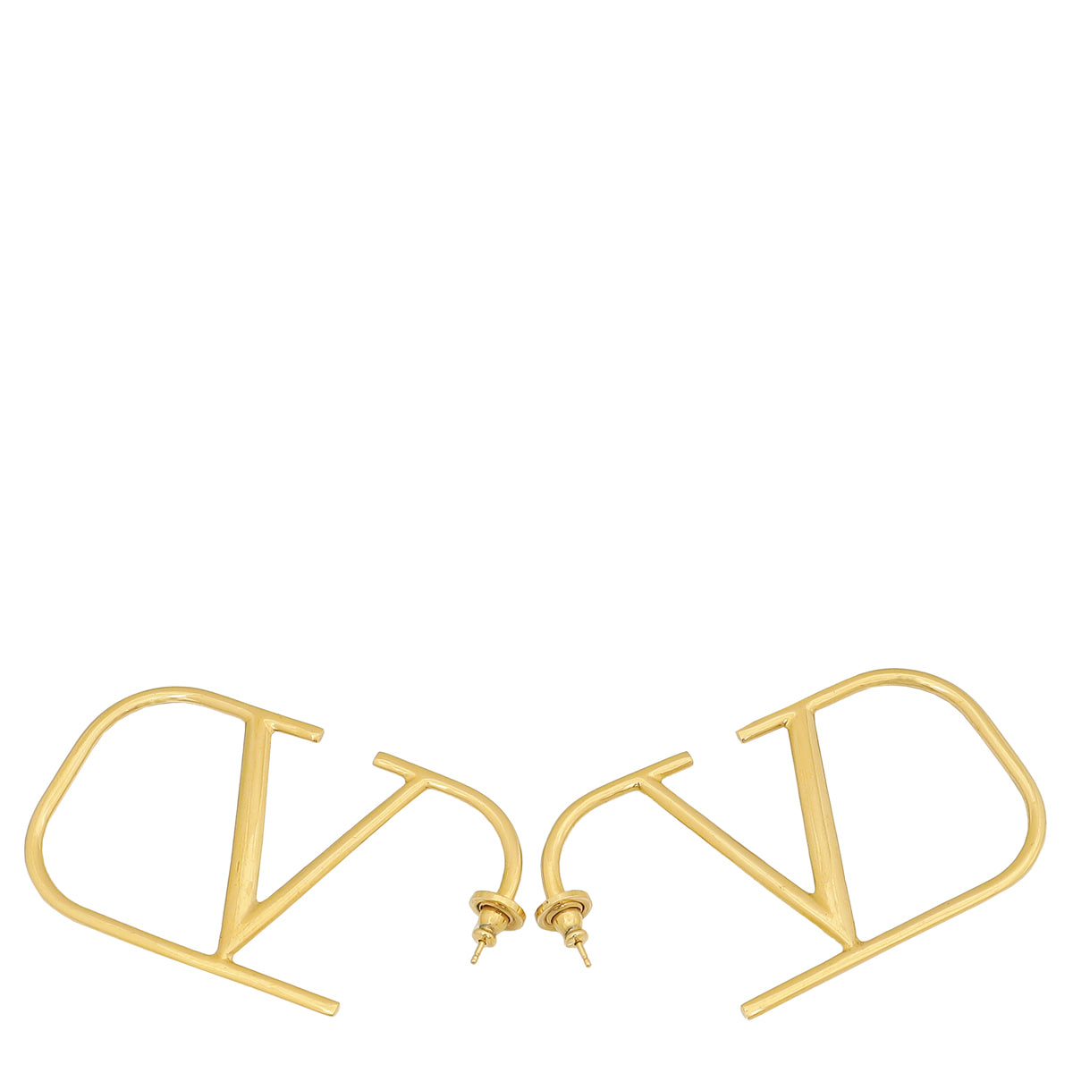 Valentino Gold Finish VLogo Signature Earrings-Valentino-THE CLOSET