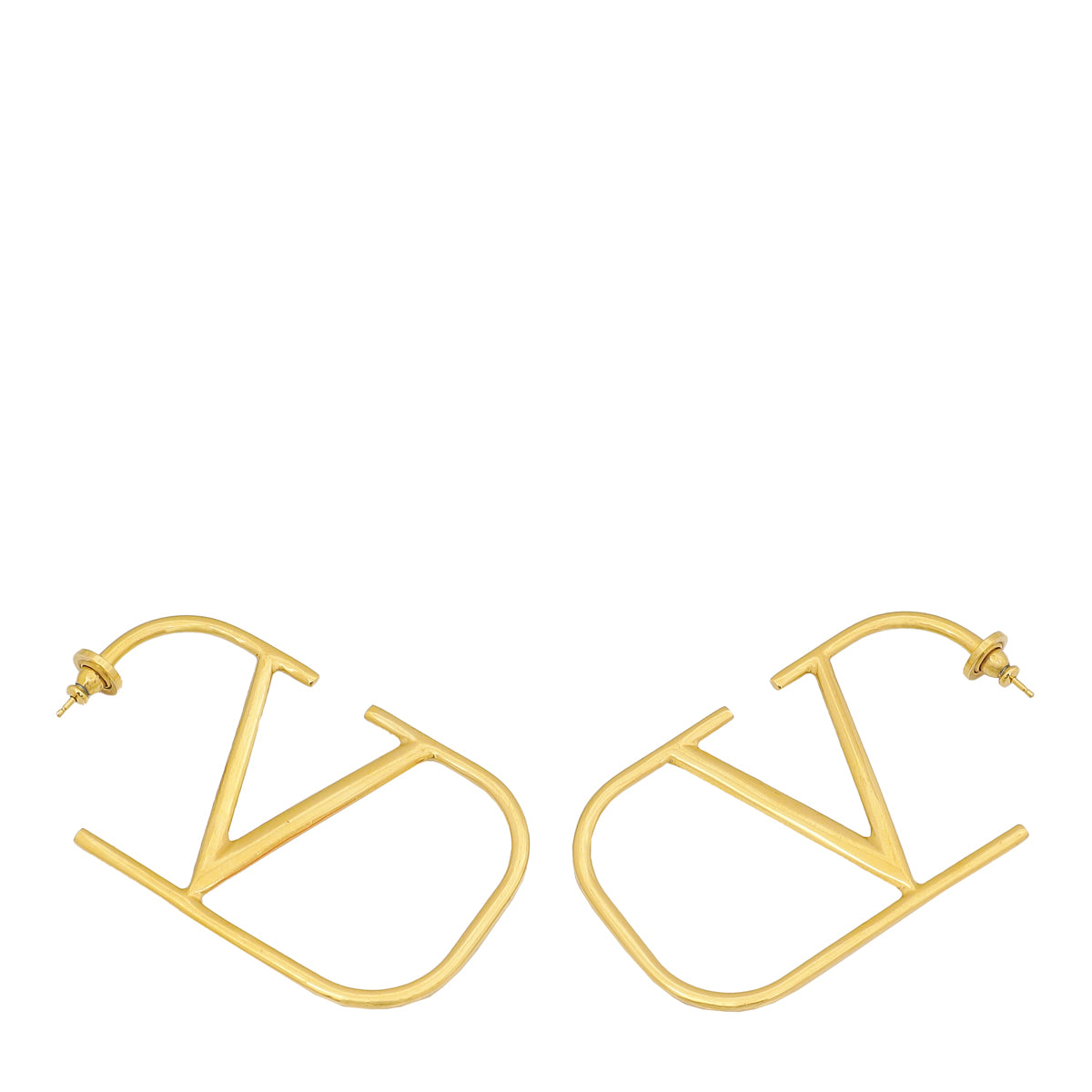 Valentino Gold Finish VLogo Signature Earrings-Valentino-THE CLOSET