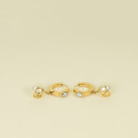 Valentino Gold VLogo Signature Crystal & Pearl Drop Hoop Earrings