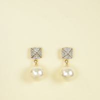 Valentino Gold Rockstud Pearl Drop Earrings