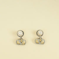 Valentino Silver Vlogo Crystal And Pearl Earrings