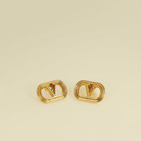 Valentino Gold Tone Ovalette VLOGO Earrings