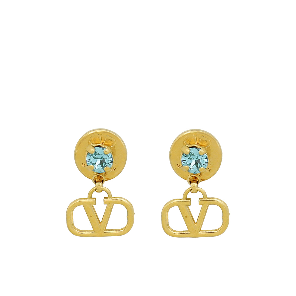 Valentino Gold Finish VLogo Signature Earrings-Valentino-THE CLOSET