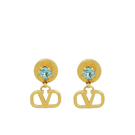 Valentino Gold Finish VLogo Signature Earrings