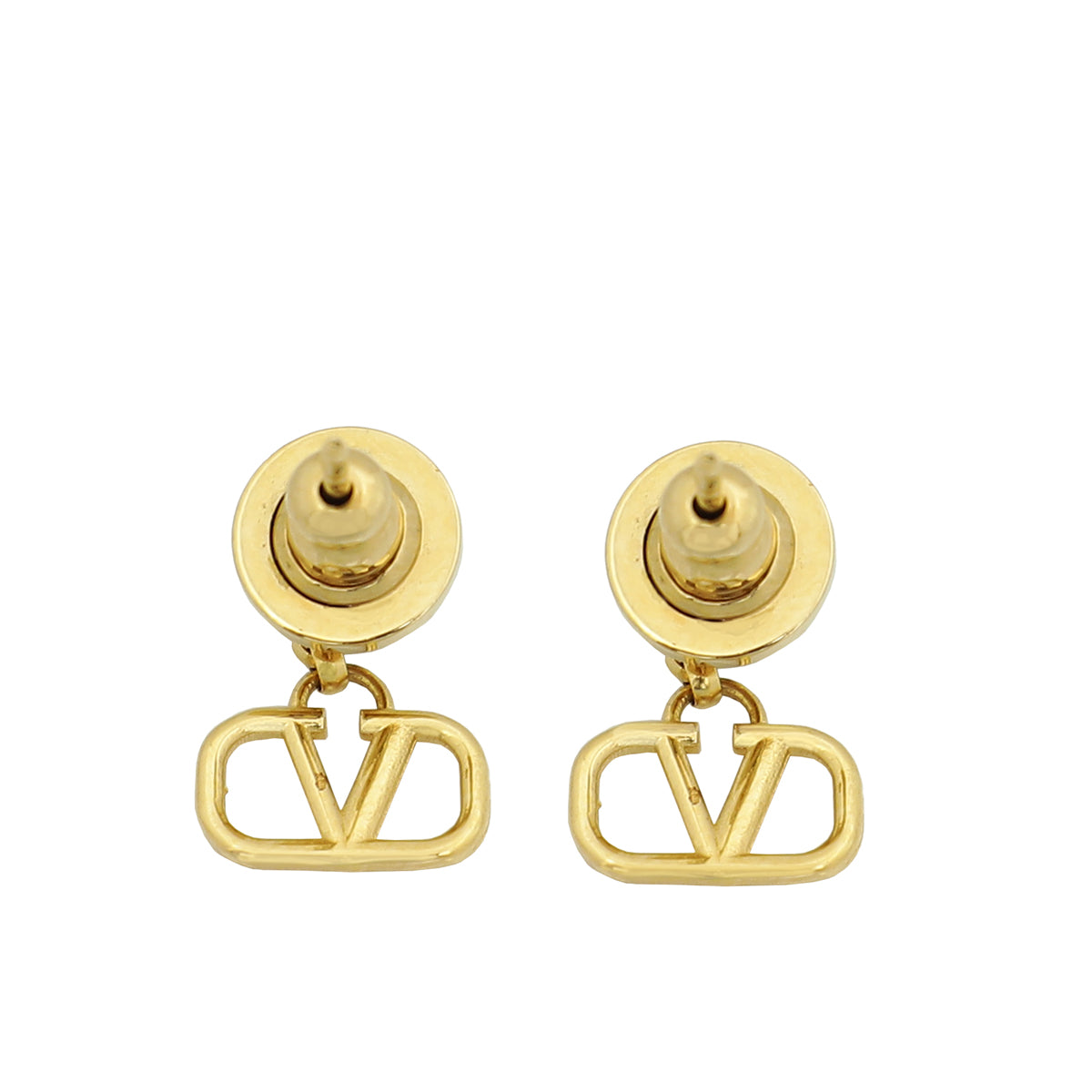 Valentino Gold Finish VLogo Signature Earrings-Valentino-THE CLOSET