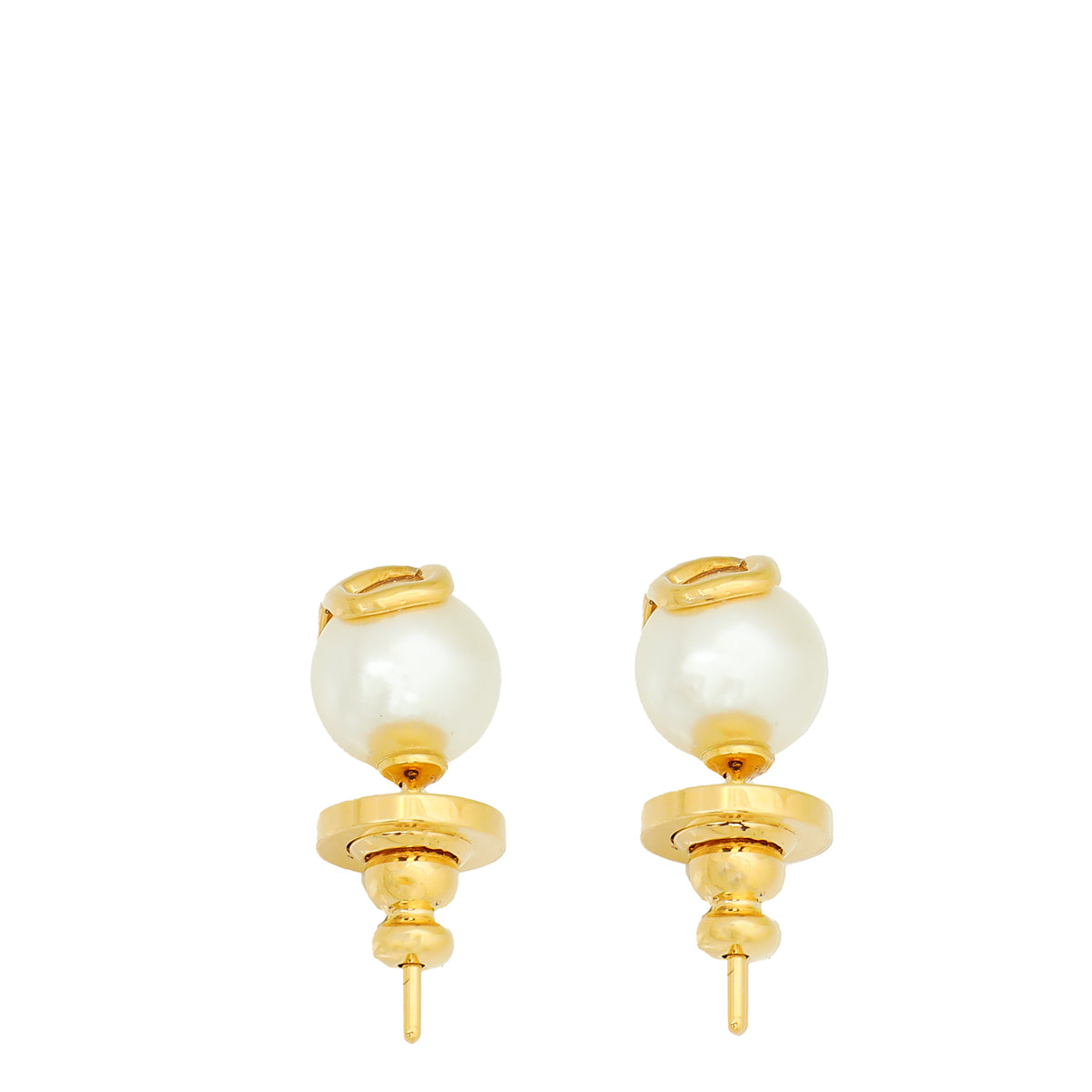 Valentino White Vlogo Pearl Stud Earrings