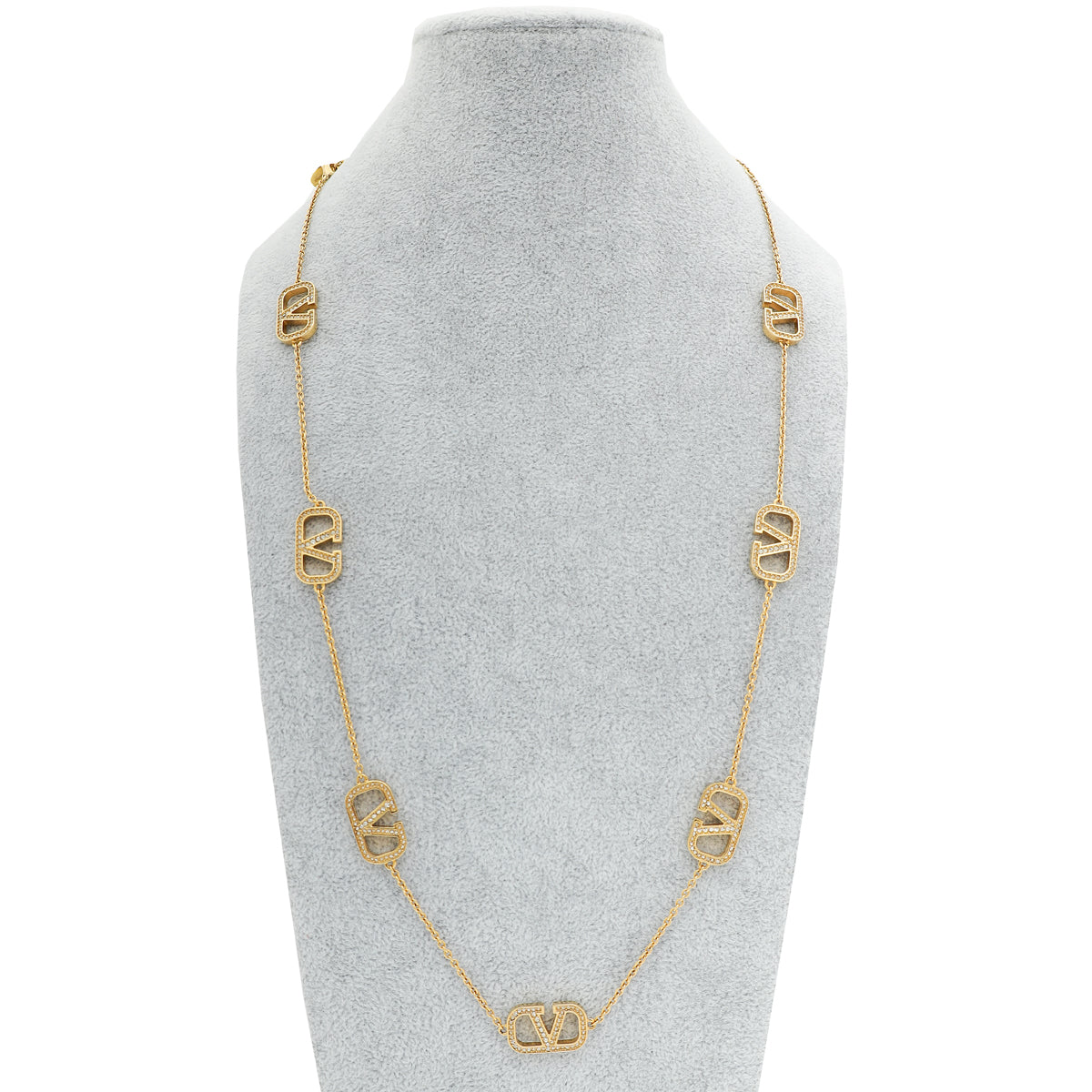 Valentino Gold Finish Vlogo Signature Necklace-Valentino-THE CLOSET