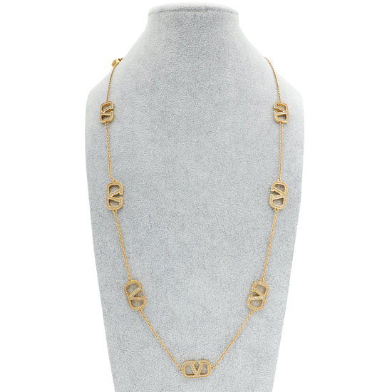 Valentino Gold Finish Vlogo Signature Necklace