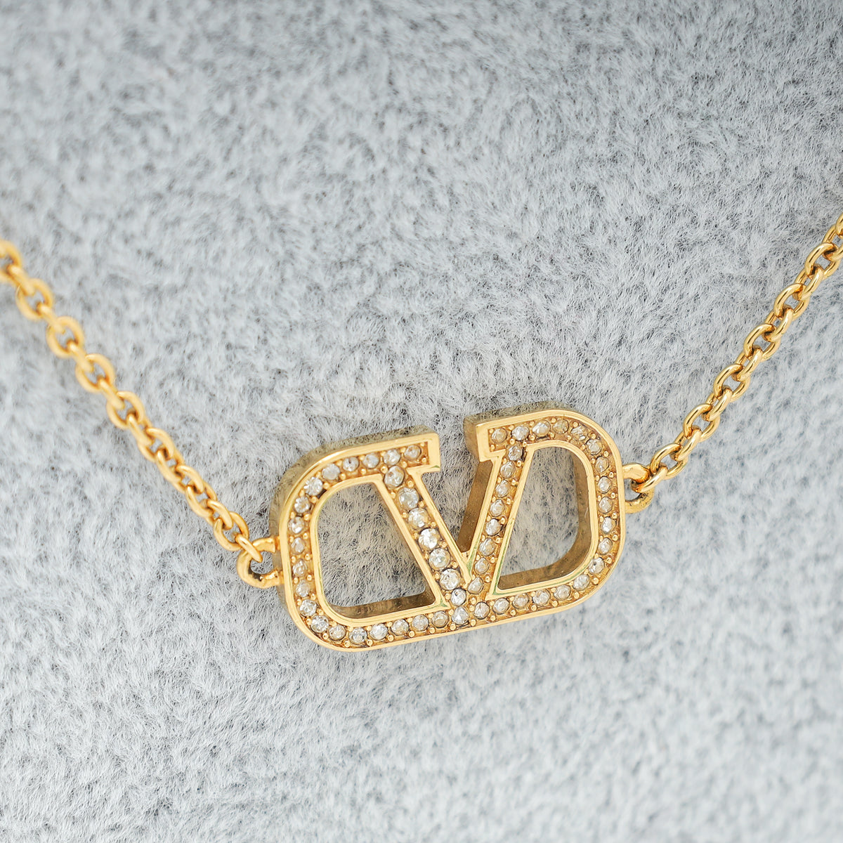 Valentino Gold Finish Vlogo Signature Necklace-Valentino-THE CLOSET