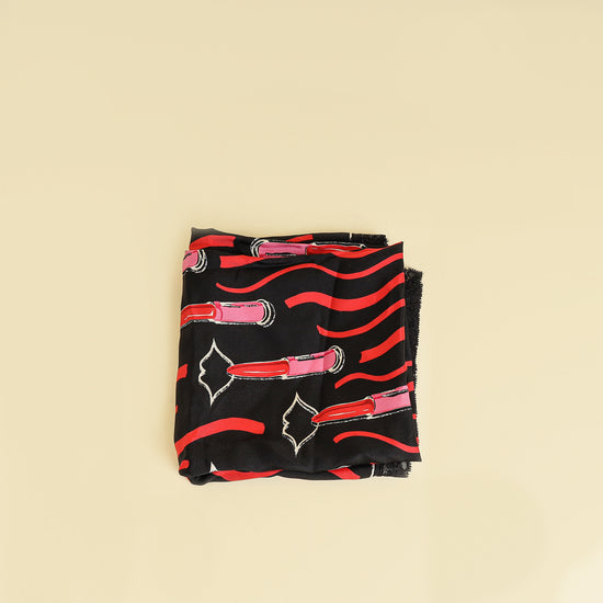 Valentino Tricolor Lipstick Print Silk Scarf