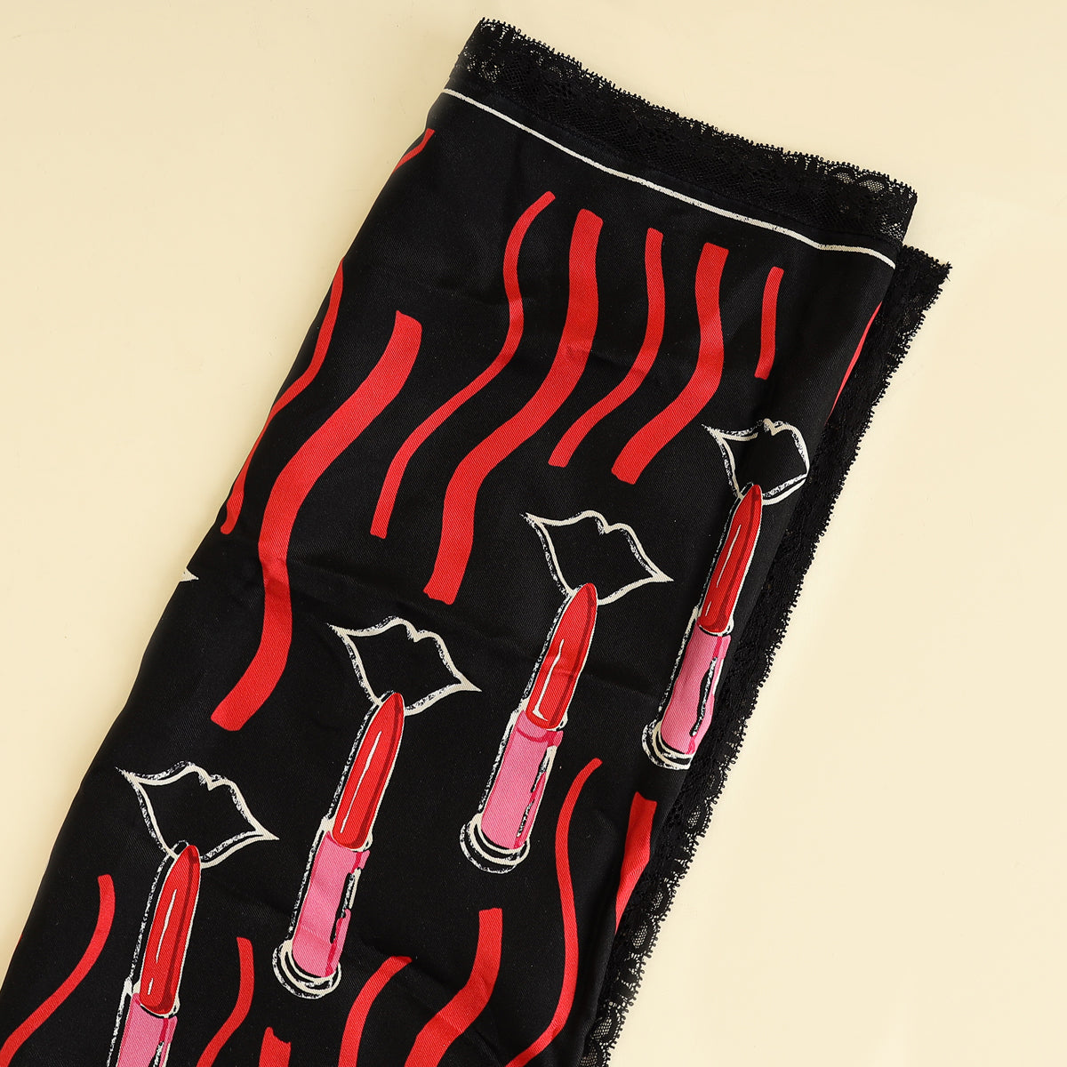 Valentino Tricolor Lipstick Print Silk Scarf