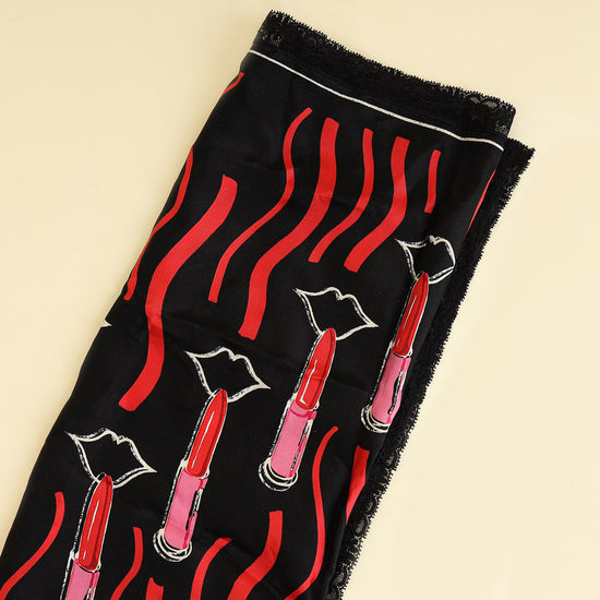 Valentino Tricolor Lipstick Print Silk Scarf