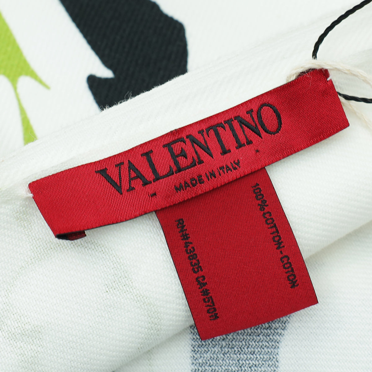 Valentino White Multicolor Fringed Floral Print Cotton-Twill Stole Scarf