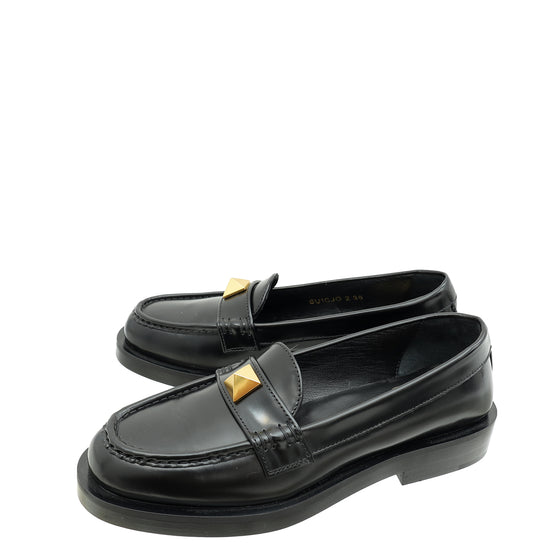 Valentino Black Roman Stud Loafers 36