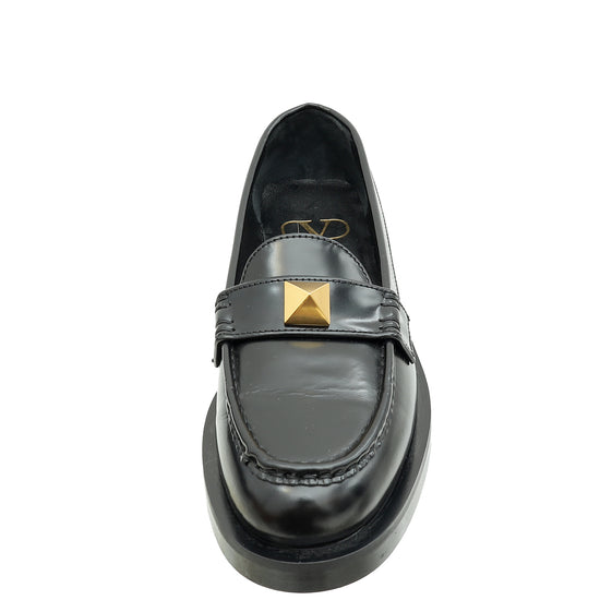 Valentino Black Roman Stud Loafers 36