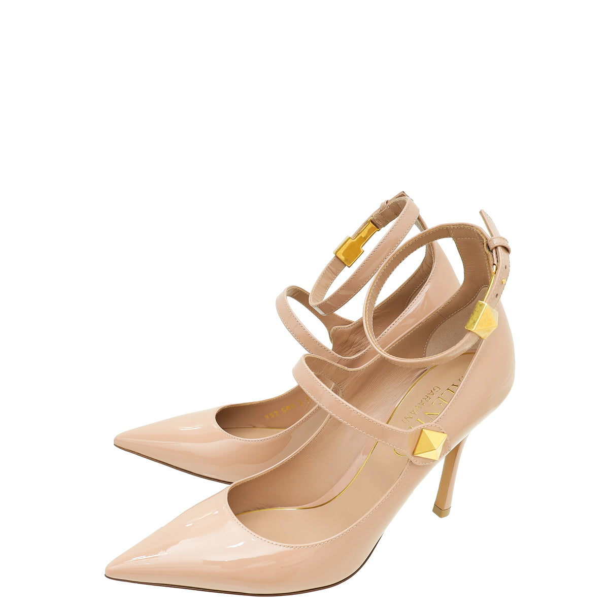 Valentino Nude Ma Belle Rockstud Ankle Cuff Pointed Toe Pumps 37.5