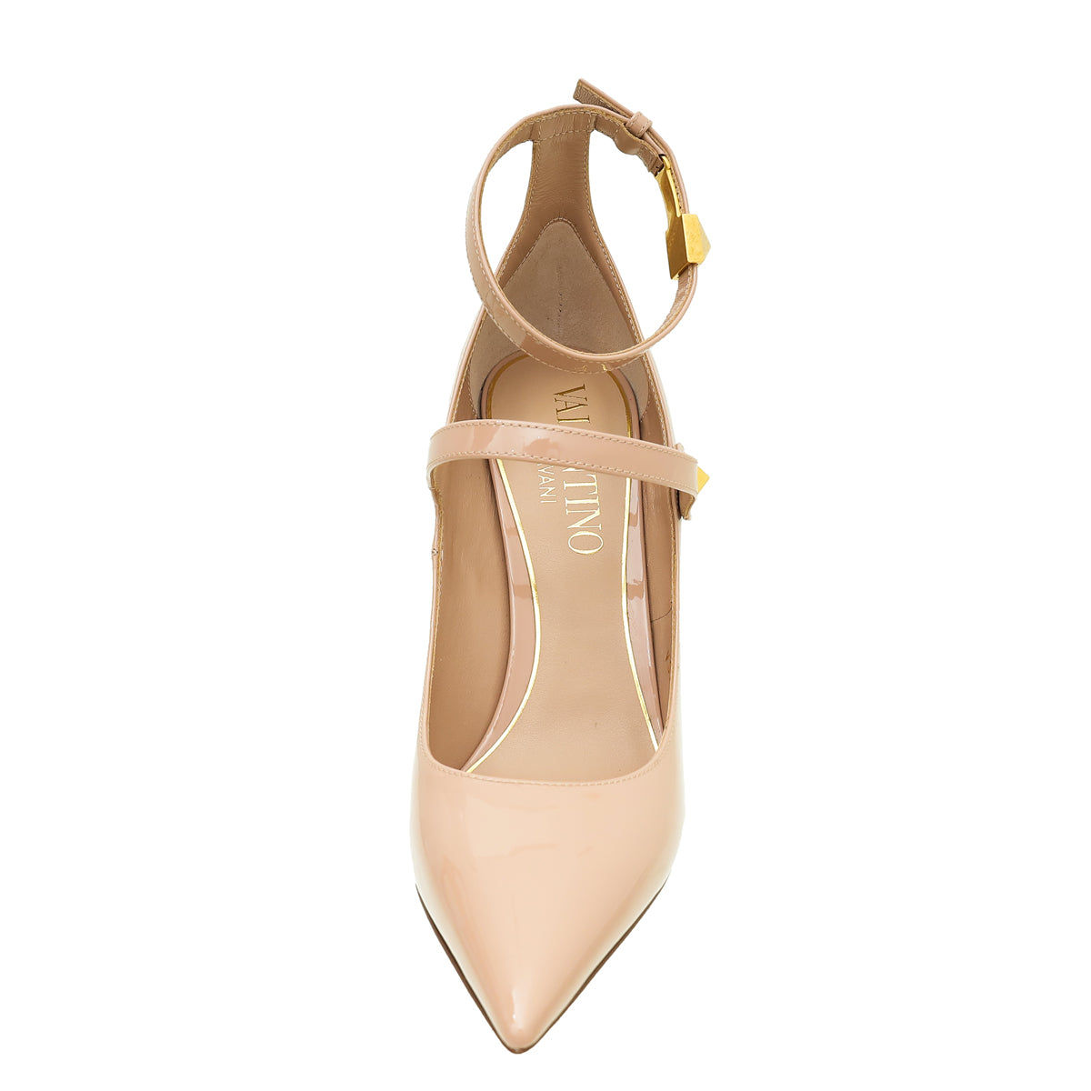 Valentino Nude Ma Belle Rockstud Ankle Cuff Pointed Toe Pumps 37.5