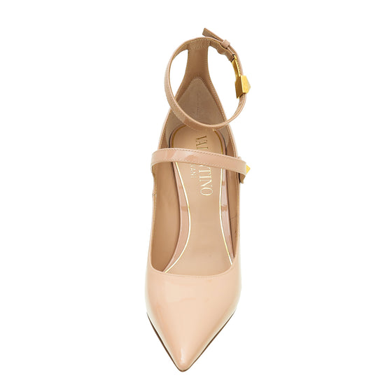 Valentino Nude Ma Belle Rockstud Ankle Cuff Pointed Toe Pumps 37.5