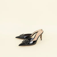 Valentino Black VLogo Heeled Mules 37