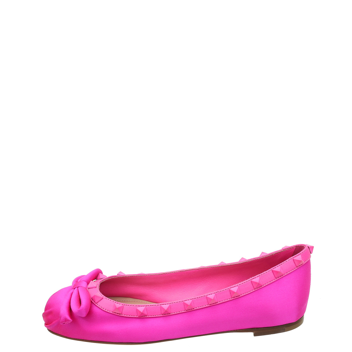 Valentino Pink Satin Rockstud Ballerina Flats 37