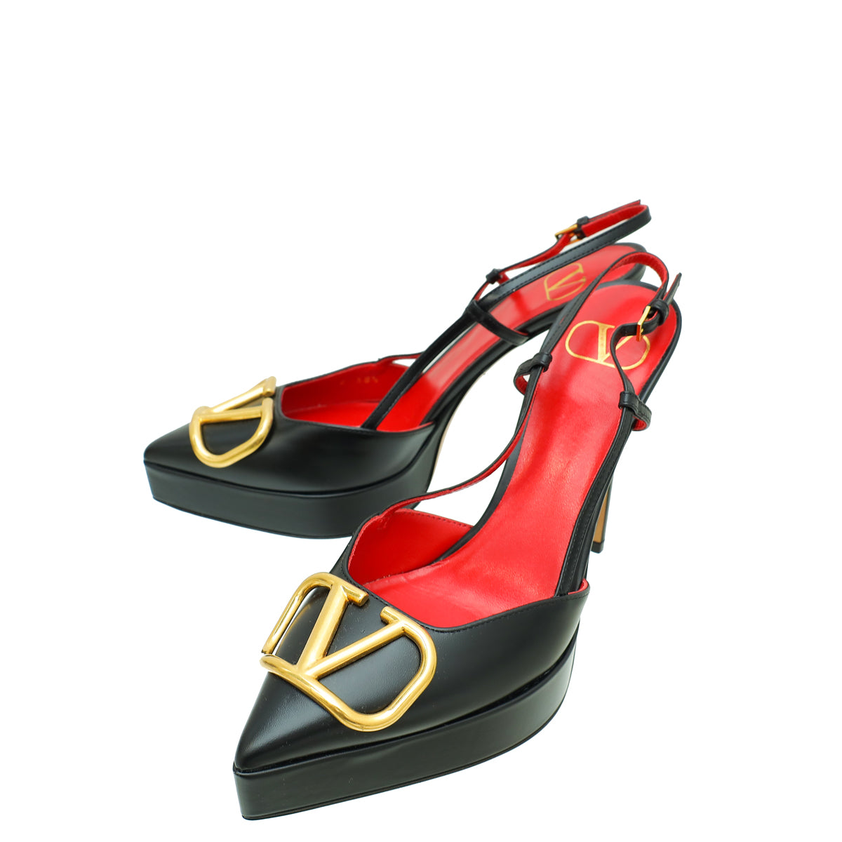 Valentino Black Vlogo Platform Slingback Pump 38.5-Valentino-THE CLOSET